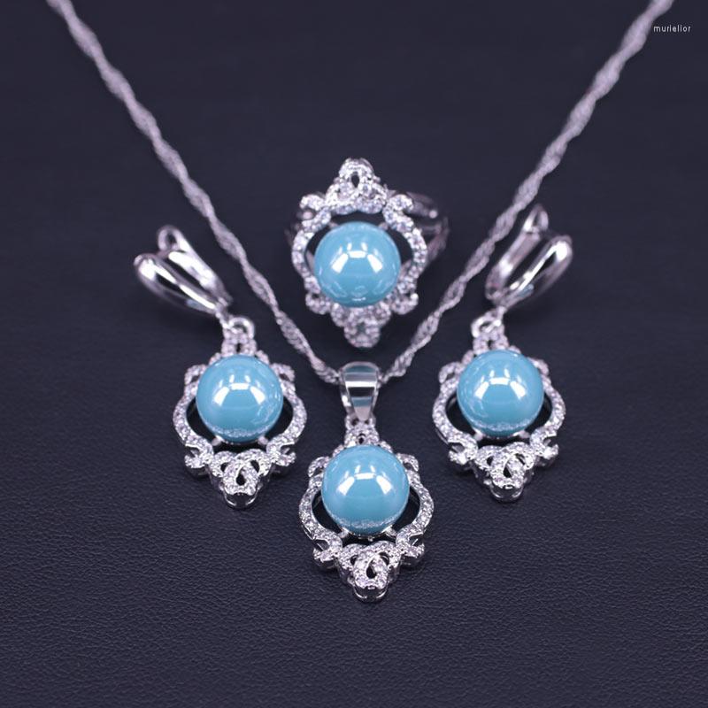 Necklace Earrings Set Silver Color Bridal White CZ Light Blue Pearls For Women Wedding Earrings/Pendant/Necklace/Ring, Picture shown
Necklace Earrings Set Silver Color Bridal White CZ Light Blue Pearls For Women Wedding Earrings/Pendant/Necklace/Ring, Picture shown