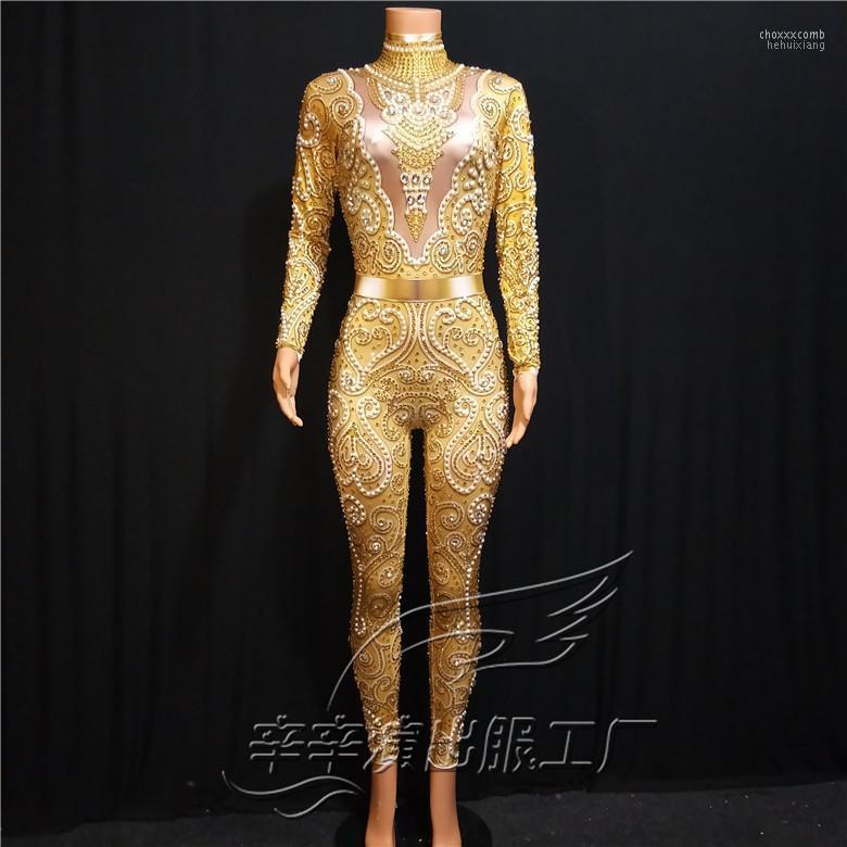 Women' Jumpsuits Women' & Rompers Women Gold Yellow Pearls Shining Rhinestones Sexy Jumpsuit High-end Stage Costume Nightclub Singer, Picture shown
Women' Jumpsuits Women' & Rompers Women Gold Yellow Pearls Shining Rhinestones Sexy Jumpsuit High-end Stage Costume Nightclub Singer, Picture shown