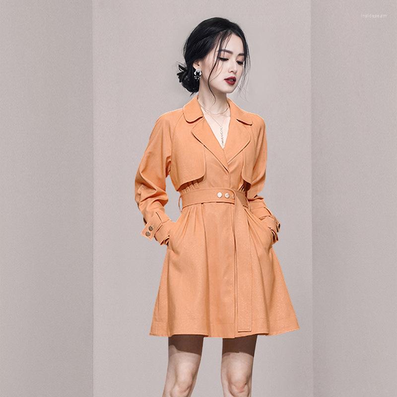 Women' Trench Coats Women' Autumn And Winter Suit Collar High Waist Lace Up Loose Coat, Orange
Women' Trench Coats Women' Autumn And Winter Suit Collar High Waist Lace Up Loose Coat, Orange