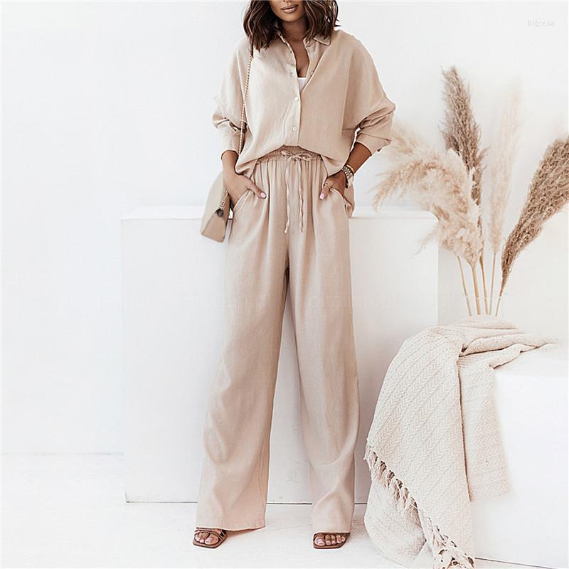 Women's Two Piece Pants SHUJIN Women Solid Set Outfits Elegant Office Lady Blouse Shirt & Drawstring Autumn Button Loose Simple Suit, Tosp
Women's Two Piece Pants SHUJIN Women Solid Set Outfits Elegant Office Lady Blouse Shirt & Drawstring Autumn Button Loose Simple Suit, Tosp