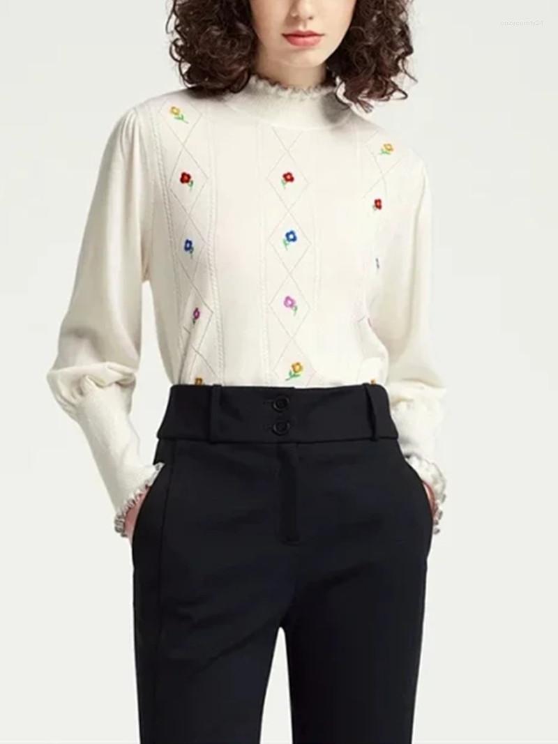 Women' Sweaters Flower Jacquard Knit Sweater 2022 Ladies Wool Blend Long Sleeve O-Neck 2 Colors Pullover Top Autumn And Winter, Black
Women' Sweaters Flower Jacquard Knit Sweater 2022 Ladies Wool Blend Long Sleeve O-Neck 2 Colors Pullover Top Autumn And Winter, Black