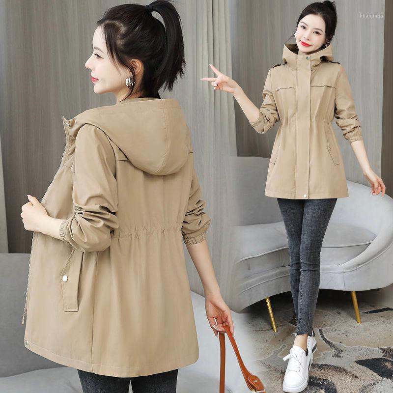 Women' Trench Coats 2022 Windbreaker Female Spring Autumn Coat Solid Hooded Outerwear Women' Casual Tops Mother Costs K732, Beige
Women' Trench Coats 2022 Windbreaker Female Spring Autumn Coat Solid Hooded Outerwear Women' Casual Tops Mother Costs K732, Beige
