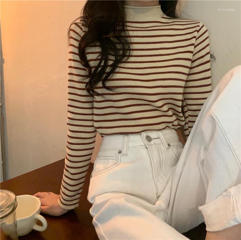 Women's Sweaters Half High Neck Long Sleeve Striped Knitted Sweater Autumn And Winter 2022 Loose Casual Inner Top Fashion, Blue
Women's Sweaters Half High Neck Long Sleeve Striped Knitted Sweater Autumn And Winter 2022 Loose Casual Inner Top Fashion, Blue