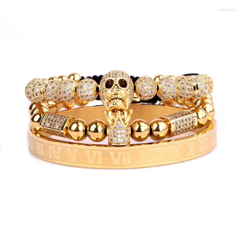 Strand Luxury Men Jewelry Bracelet CZ Pave Skull Crown Charm Stainless Steel Beads Bangle
Strand Luxury Men Jewelry Bracelet CZ Pave Skull Crown Charm Stainless Steel Beads Bangle