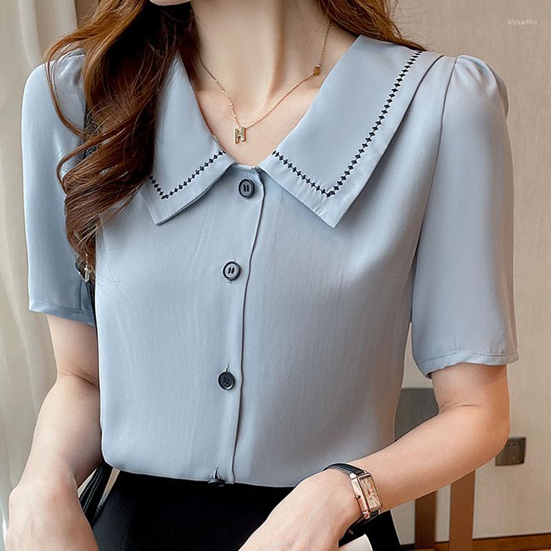 Women' Blouses Chiffon Shirt Blouse Women' Summer 2022 Tops Mujer Blusas Embroidery Short Sleeve White Blue Solid Floral Button
Women' Blouses Chiffon Shirt Blouse Women' Summer 2022 Tops Mujer Blusas Embroidery Short Sleeve White Blue Solid Floral Button