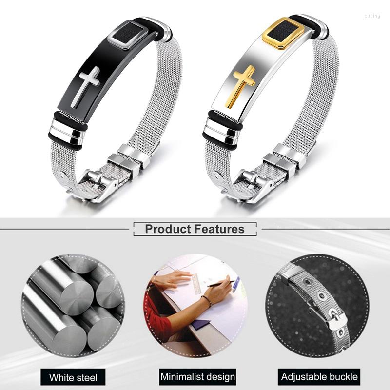 Link Bracelets Men Stainless Steel Wire Mesh Strap Watch Belt Bangle Christian Cross Bracelet Adjustable
Link Bracelets Men Stainless Steel Wire Mesh Strap Watch Belt Bangle Christian Cross Bracelet Adjustable