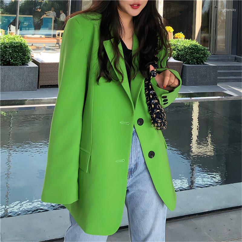 Women' Suits 2022 Autumn Casual Blazer Women Notched Long Sleeve Solid Temperament Female Fashion Loose Suit Jacket Ladies Clothes G1109, Green
Women' Suits 2022 Autumn Casual Blazer Women Notched Long Sleeve Solid Temperament Female Fashion Loose Suit Jacket Ladies Clothes G1109, Green