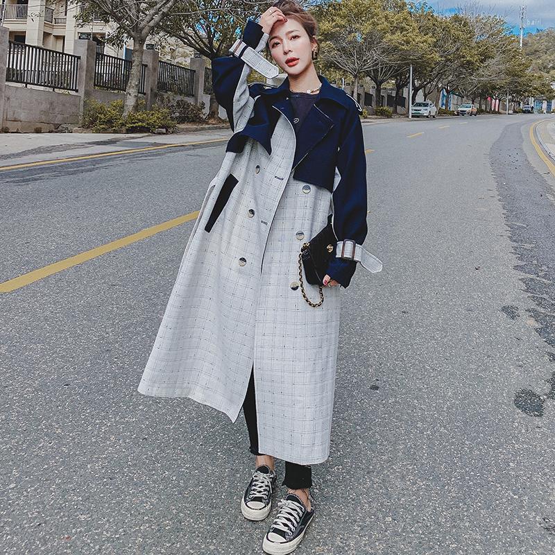 Women' Trench Coats Women' Windbreaker Long Spring Autumn Splicing Fashion Coat Female Big Size Loose Plaid High-end Cotton Ladies, Navy
Women' Trench Coats Women' Windbreaker Long Spring Autumn Splicing Fashion Coat Female Big Size Loose Plaid High-end Cotton Ladies, Navy