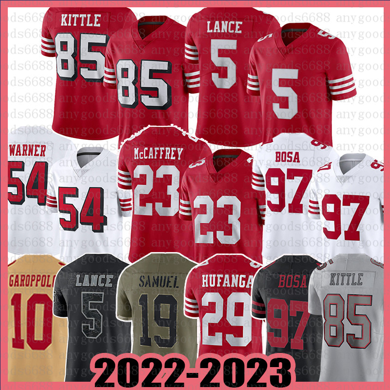 George Kittle Brandon Aiyuk Jerseys Football Christian McCaffrey Trey Lance Deebo Samuel Kyle Juszczyk Talanoa Hufanga Nick Bosa Jerry Rice Williams Ronnie Lott, Mens-49r
George Kittle Brandon Aiyuk Jerseys Football Christian McCaffrey Trey Lance Deebo Samuel Kyle Juszczyk Talanoa Hufanga Nick Bosa Jerry Rice Williams Ronnie Lott, Mens-49r