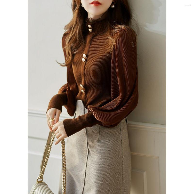 Women's Knits Retro Elegant Half Turtleneck Pullover Sweater Women Long Sleeve Single Breasted Office Lady Tops Slim Fit Korean Chic Sweet, White
Women's Knits Retro Elegant Half Turtleneck Pullover Sweater Women Long Sleeve Single Breasted Office Lady Tops Slim Fit Korean Chic Sweet, White