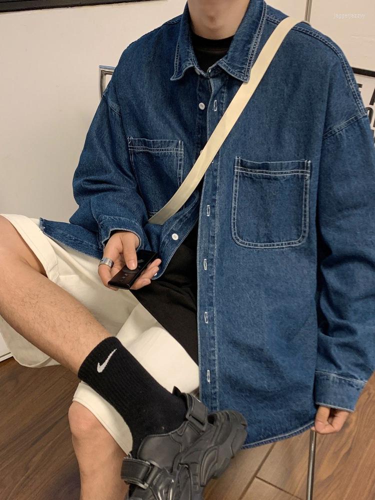 Men's Casual Shirts Mafokuwz Oversize Retro Long-sleeved Denim Shirt Men Autumn Tooling Jacket Japanese Cityboy Trend Button Up Blouse, Dark blue
Men's Casual Shirts Mafokuwz Oversize Retro Long-sleeved Denim Shirt Men Autumn Tooling Jacket Japanese Cityboy Trend Button Up Blouse, Dark blue