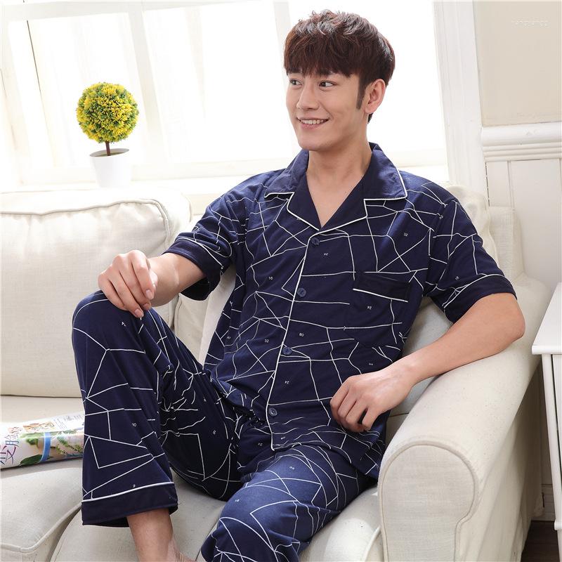 Men's Sleepwear Pajamas Men Elegant Breathable Sleep Clothing Man Short Poly-cotton Lapel Pyjamas, Blue
Men's Sleepwear Pajamas Men Elegant Breathable Sleep Clothing Man Short Poly-cotton Lapel Pyjamas, Blue
