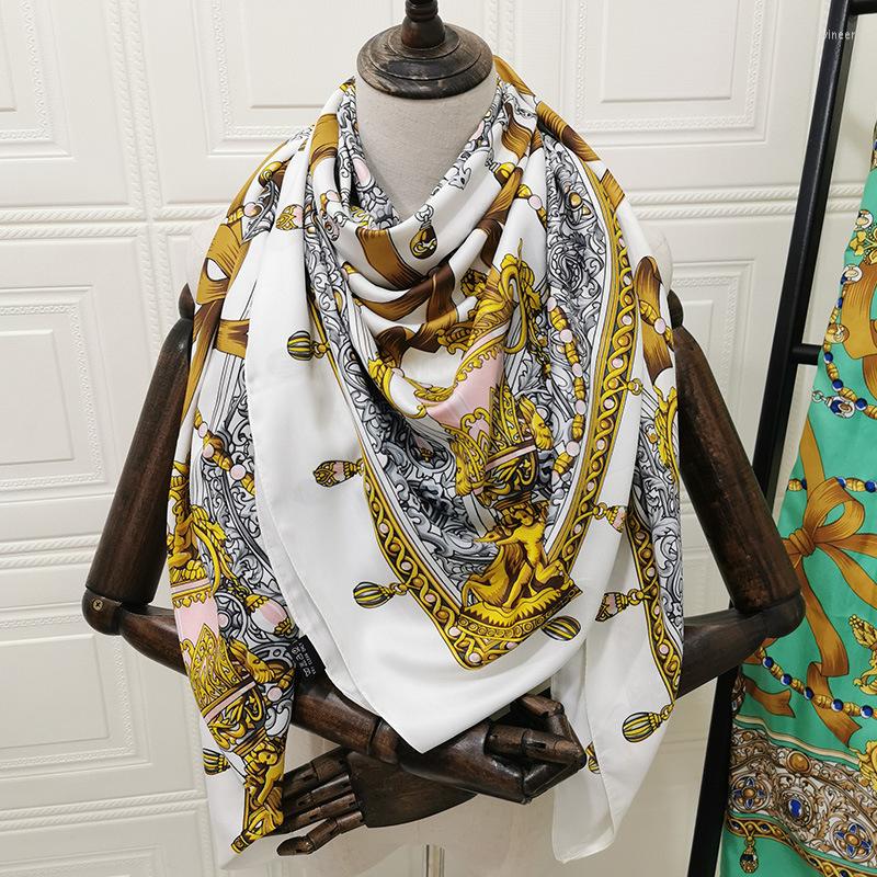 Scarves 130 130cm TOP Silk Crown Jewel Uxurious Women Foulard Square Hijab Scarf Ladies Shawl Wrap Muffler Pareo Female 
Scarves 130 130cm TOP Silk Crown Jewel Uxurious Women Foulard Square Hijab Scarf Ladies Shawl Wrap Muffler Pareo Female