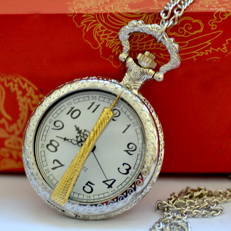 Pocket Watches 1006 Large Vintage Fashion Casual Creative Craved Golden Canton Tower Silver White Surface Watch With Clain
Pocket Watches 1006 Large Vintage Fashion Casual Creative Craved Golden Canton Tower Silver White Surface Watch With Clain