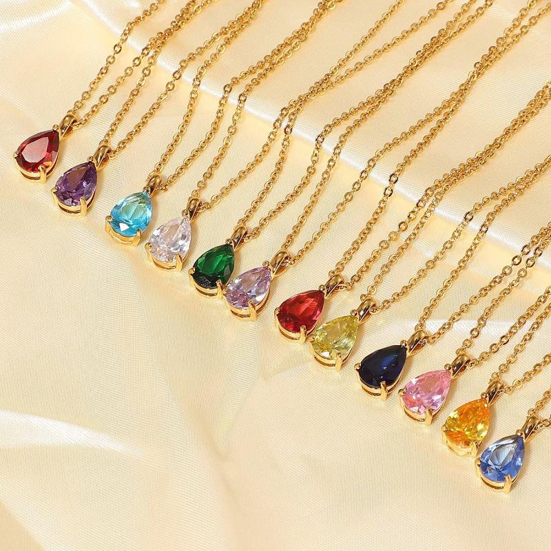 Pendant Necklaces Twelve Month Birthstone Drop Necklace Stainless Steel 18K Gold Plated Zircon Charm For Women Fashion Jewelry
Pendant Necklaces Twelve Month Birthstone Drop Necklace Stainless Steel 18K Gold Plated Zircon Charm For Women Fashion Jewelry