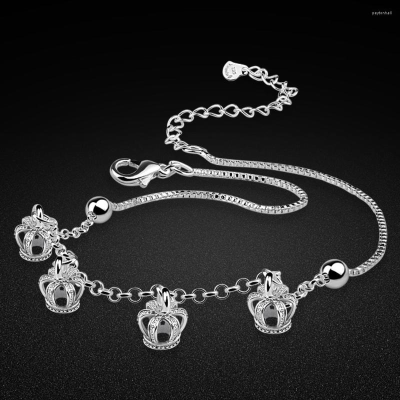 Anklets Fashion Women Silver Anklet 925 Sterling Ankle Bracelet Summer Beach Jewelry Original Crown Sandals Bijoux
Anklets Fashion Women Silver Anklet 925 Sterling Ankle Bracelet Summer Beach Jewelry Original Crown Sandals Bijoux