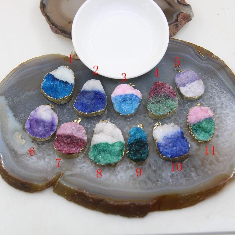 Pendant Necklaces 1pcs Irregular Natural Geode Agates Double Color Pendants Drusy Nugget Golden Edge Druzy Quartz Necklace DIY Jewelry
Pendant Necklaces 1pcs Irregular Natural Geode Agates Double Color Pendants Drusy Nugget Golden Edge Druzy Quartz Necklace DIY Jewelry