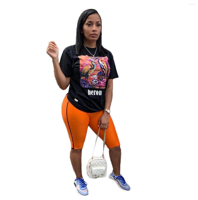 Women' Two Piece Pants Fashion Women Set O Neck Sexy Print Tops And Above Knee Suit Lady 2 Pieces DA8116, Orange 
Women' Two Piece Pants Fashion Women Set O Neck Sexy Print Tops And Above Knee Suit Lady 2 Pieces DA8116, Orange