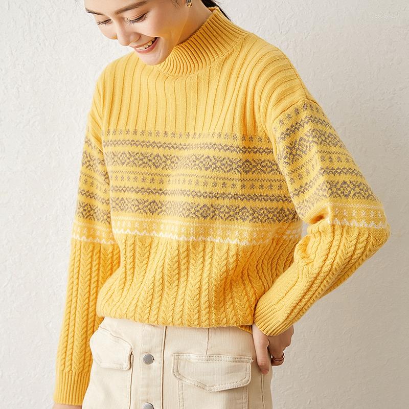 Women' Sweaters Cashmere Sweater Autumn And Winter Half High Neck Horizontal Pattern Jacquard Pullover Loose Casual, Beige
Women' Sweaters Cashmere Sweater Autumn And Winter Half High Neck Horizontal Pattern Jacquard Pullover Loose Casual, Beige