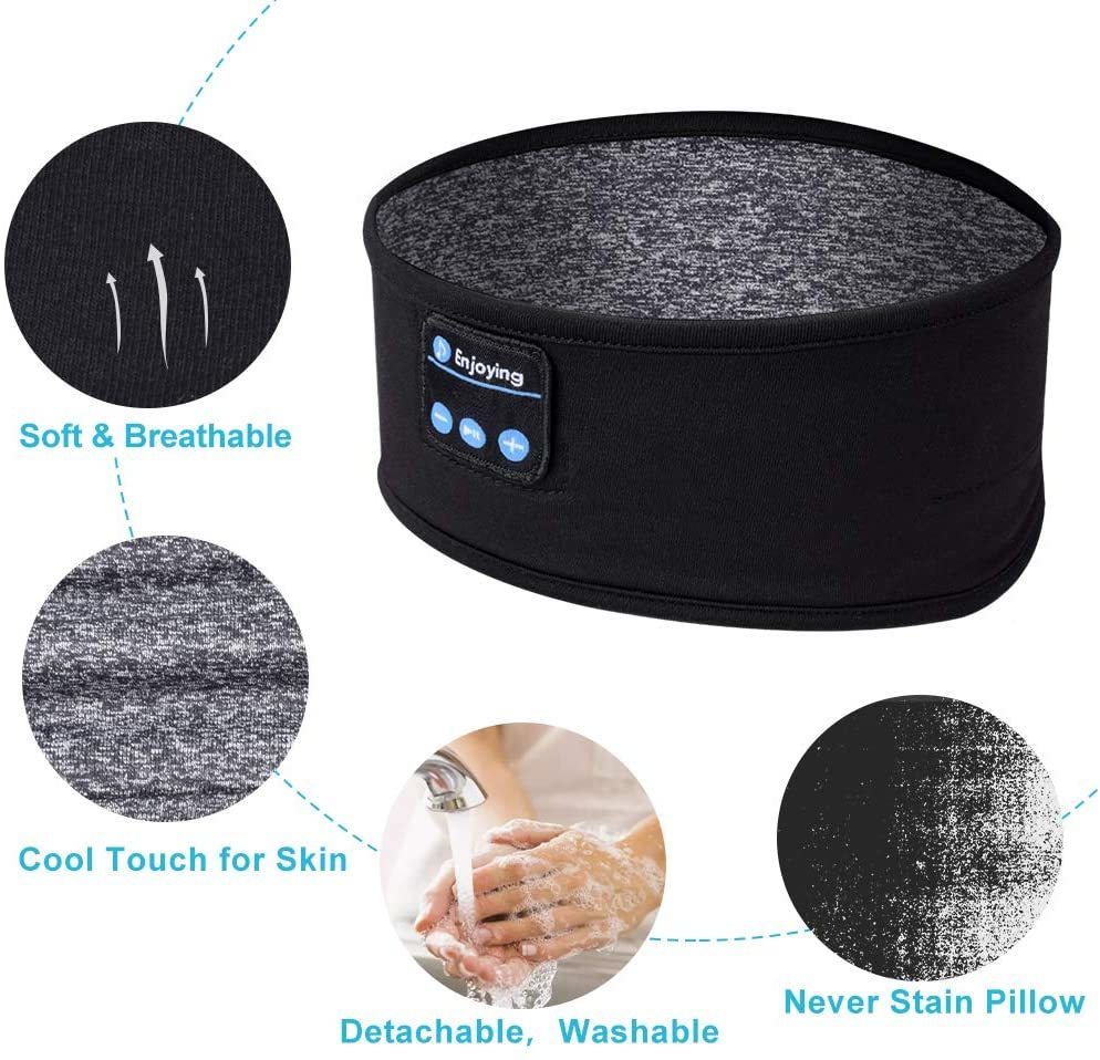 Cell Phone Earphones Bluetooth Sleeping Headphones Sports Headband Thin Soft Elastic Comfortable Wireless Music Earphones Eye Mask for Side Sleeper 22