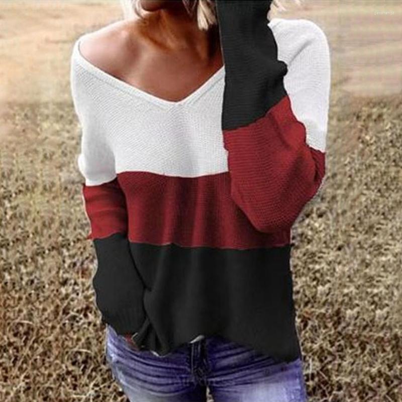 Women's Sweaters Ribbed Cuff Long Sleeve Knitted Top Sweater Fall Winter Striped Patchwork V-Neck Women Female Clothing, Blue
Women's Sweaters Ribbed Cuff Long Sleeve Knitted Top Sweater Fall Winter Striped Patchwork V-Neck Women Female Clothing, Blue