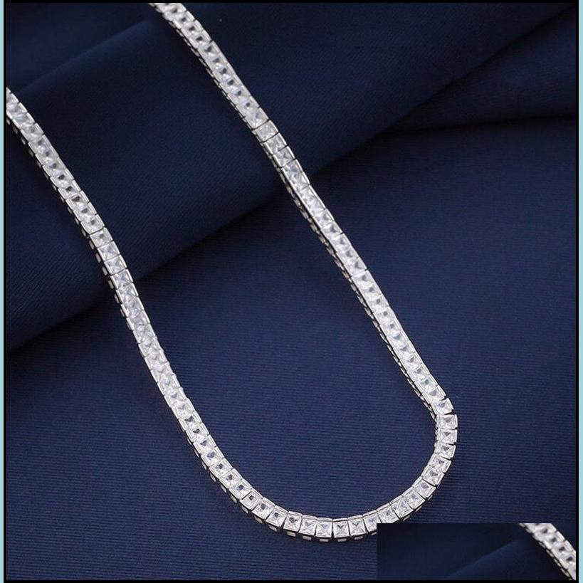 Pendant Necklaces Real 4mm with Gra Sterling Sier Moissanite Tennis Necklace Women Men Chain Fine Jewelry Drop Delivery 2022 Neck Dhdsn