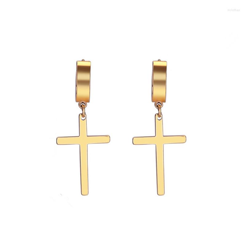 Hoop Earrings Cross Man Woman Fashion Earring Pendant Ear Piercing Jewelry 1 Pair