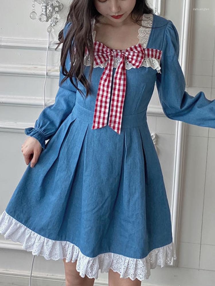 Casual Dresses Lolita Mini Dress Women Sweet Long Sleeve Bow Kawaii Clothing Short Party 2022 Spring Vintage One Piece Korea, Blue
Casual Dresses Lolita Mini Dress Women Sweet Long Sleeve Bow Kawaii Clothing Short Party 2022 Spring Vintage One Piece Korea, Blue