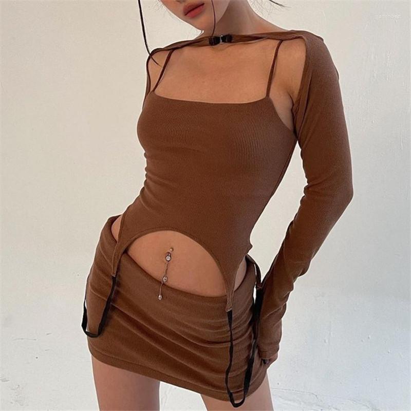 Work Dresses Harajuku Two Piece Set Women Summer Skinny Camisole Crop Top Long Sleeve Cover-Ups And Wrap Bodycon Mini Skirt Y2K Streetwear, Dark brown
Work Dresses Harajuku Two Piece Set Women Summer Skinny Camisole Crop Top Long Sleeve Cover-Ups And Wrap Bodycon Mini Skirt Y2K Streetwear, Dark brown