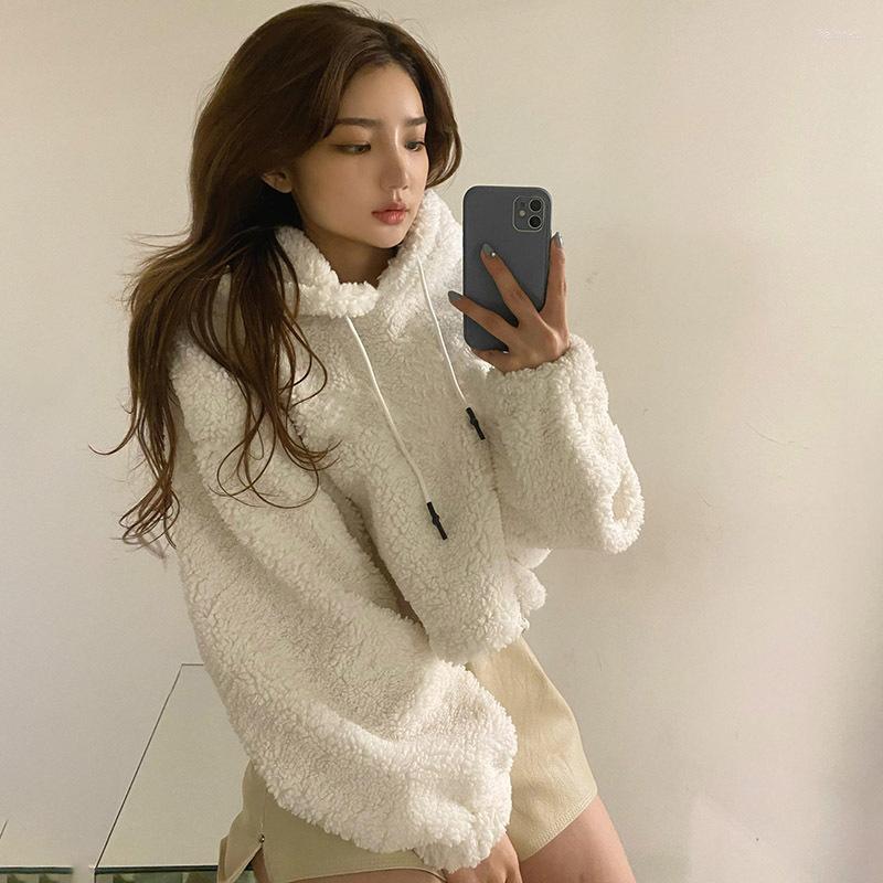 Women' Hoodies Women Hooded Pullover Loose Drawstring Short Lambswool Sweatshirt Autumn Winter European Style Solid Color Lady Hoodie Top, Black
Women' Hoodies Women Hooded Pullover Loose Drawstring Short Lambswool Sweatshirt Autumn Winter European Style Solid Color Lady Hoodie Top, Black