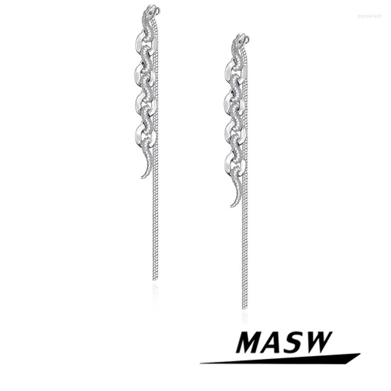 Dangle Earrings MASW Original Design Snake Personality High Quality Brass Thick Silver Plated Long For Women Jewelry
Dangle Earrings MASW Original Design Snake Personality High Quality Brass Thick Silver Plated Long For Women Jewelry