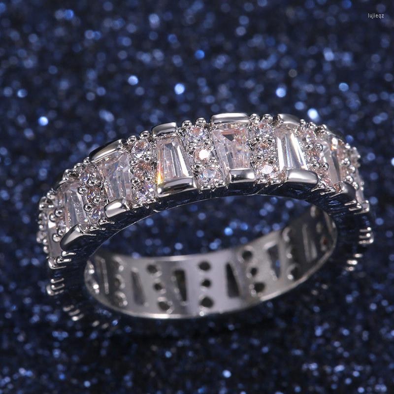 Wedding Rings Luxury Zircons Super Sparkling Silver Color Full Cubic Zirconia Paved Round CZ Engagement Jewelry Gifts For Women
Wedding Rings Luxury Zircons Super Sparkling Silver Color Full Cubic Zirconia Paved Round CZ Engagement Jewelry Gifts For Women