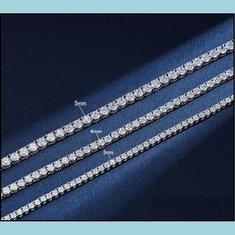 Pendant Necklaces Real 4mm with Gra Sterling Sier Moissanite Tennis Necklace Women Men Chain Fine Jewelry Drop Delivery 2022 Neck Dhdsn