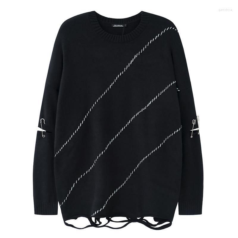 Men's Sweaters Retro Crew Neck Pullovers Mens Harajuku Japanese Dark Couple Wear High Street Oversize Casual Hole Pin Sweater Hombre, Black
Men's Sweaters Retro Crew Neck Pullovers Mens Harajuku Japanese Dark Couple Wear High Street Oversize Casual Hole Pin Sweater Hombre, Black