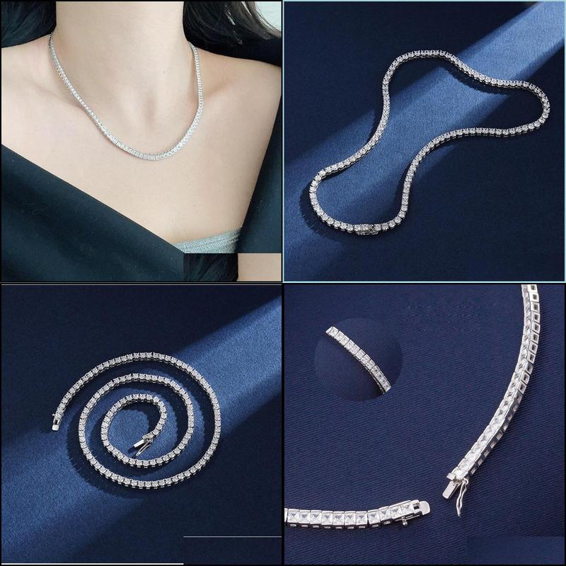 Pendant Necklaces Real 4mm with Gra Sterling Sier Moissanite Tennis Necklace Women Men Chain Fine Jewelry Drop Delivery 2022 Neck Dhdsn