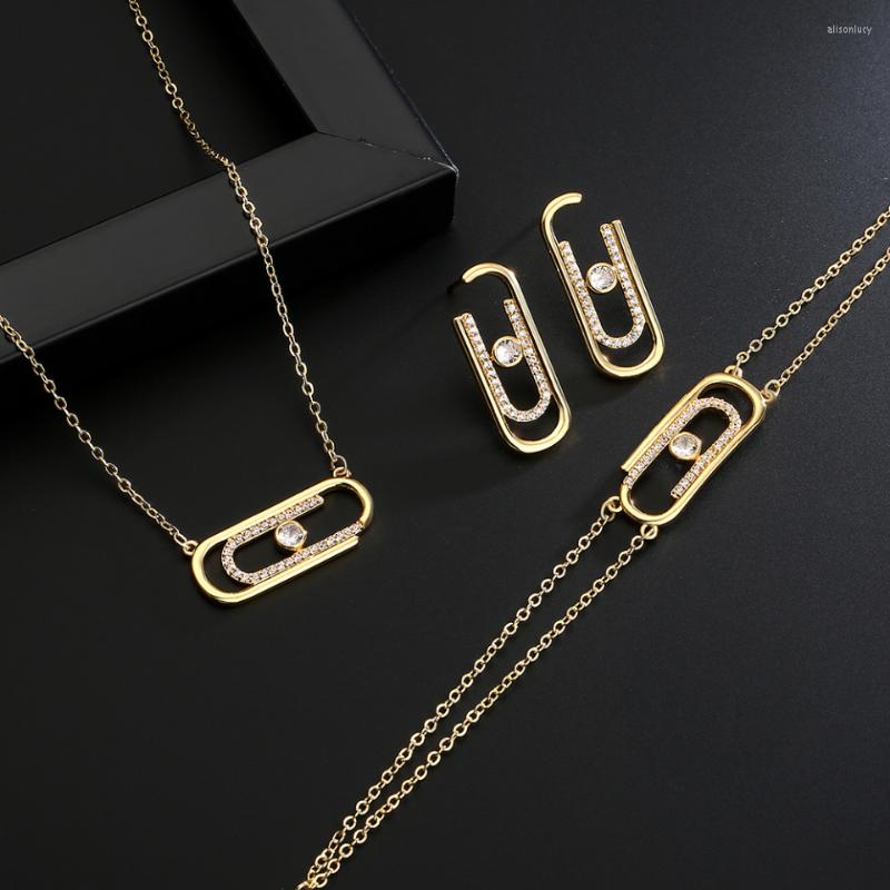 Necklace Earrings Set RAKOL Paper Clip For Women Oval Geometric Cubic Zirconia Pendant Bracelet Lady's Anniversary Gift, Picture shown
Necklace Earrings Set RAKOL Paper Clip For Women Oval Geometric Cubic Zirconia Pendant Bracelet Lady's Anniversary Gift, Picture shown