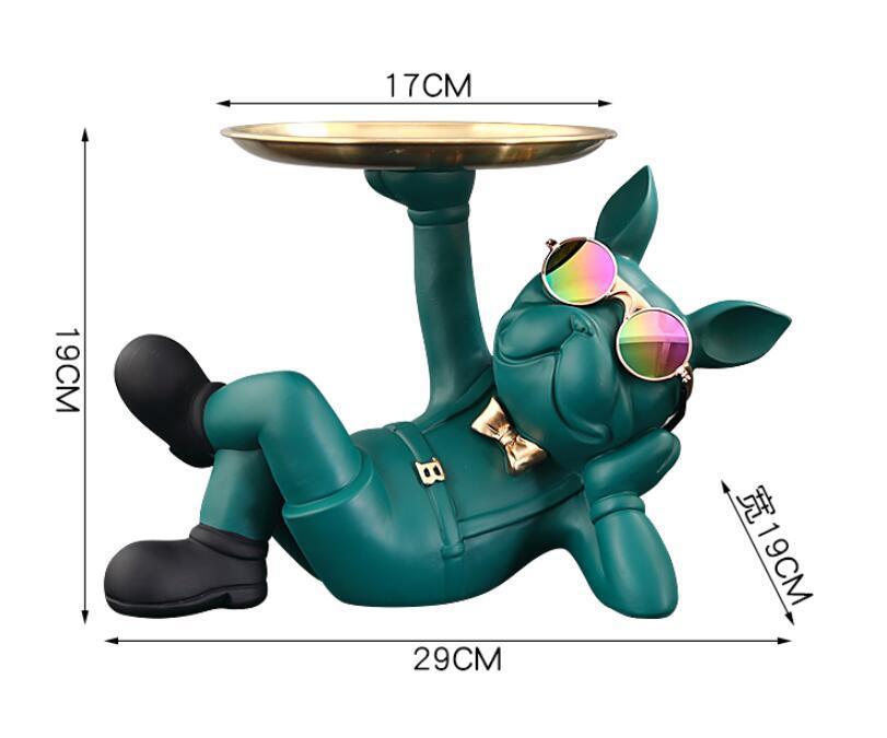 Decorative Objects Figurines Bulldog Animal Home Decoration Accessories Table Ornaments Storage Tray Dog Model Statue Sculpture Living Room Decor 2210