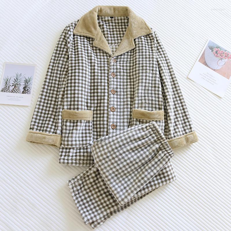 Men's Sleepwear Houndstooth Long Sleeve Pajamas Sets Nightwear Sleep Suit Shirt Pant Lapel Home Clothes Loose Casual Lounge Flannel Winter, Brown
Men's Sleepwear Houndstooth Long Sleeve Pajamas Sets Nightwear Sleep Suit Shirt Pant Lapel Home Clothes Loose Casual Lounge Flannel Winter, Brown