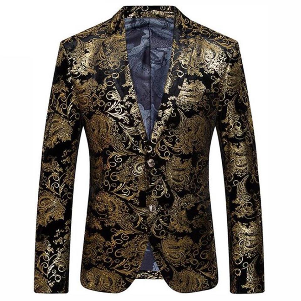 Black Gold Blazer Men Paisley Floral Pattern Wedding Suit Jacket Slim Fit Stylish Costumes Stage Wear For Mens Blazers Designs272I
Black Gold Blazer Men Paisley Floral Pattern Wedding Suit Jacket Slim Fit Stylish Costumes Stage Wear For Mens Blazers Designs272I