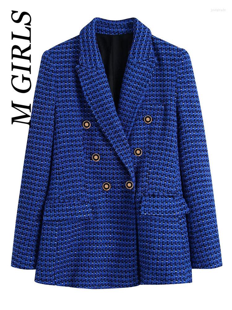 Women's Suits M GIRLS Women Fashion Tweed Double Breasted Blazer Coat Vintage Long Sleeve Flap Pockets Female Outerwear Chic Veste Femme, Picture shown
Women's Suits M GIRLS Women Fashion Tweed Double Breasted Blazer Coat Vintage Long Sleeve Flap Pockets Female Outerwear Chic Veste Femme, Picture shown