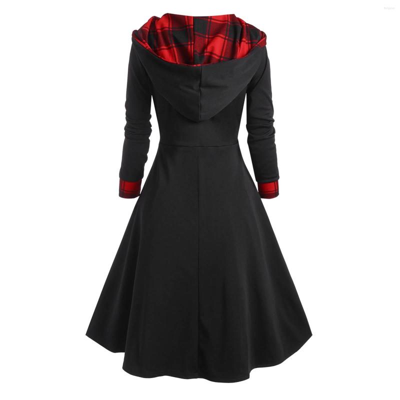 Casual Dresses Autumn Elegant Women Long Sleeve Plaid Color Block Splice Print Scraf Collar Hoodie Loose Pullover Dress, Bk
Casual Dresses Autumn Elegant Women Long Sleeve Plaid Color Block Splice Print Scraf Collar Hoodie Loose Pullover Dress, Bk