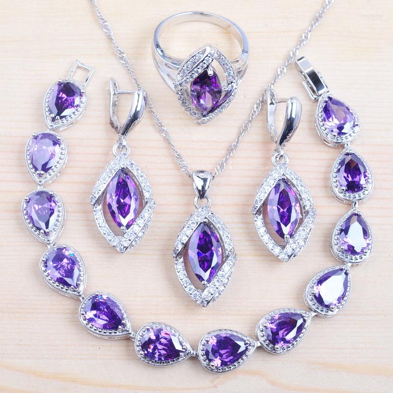 Necklace Earrings Set Natural Purple Crystal For Women Silver Plated White Zirconia Bracelet Pendant Ring QS0208, Picture shown
Necklace Earrings Set Natural Purple Crystal For Women Silver Plated White Zirconia Bracelet Pendant Ring QS0208, Picture shown