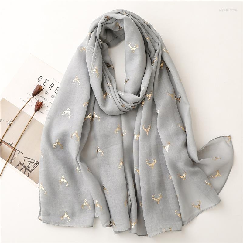 Scarves 2022 Viscose Cotton Soft Scarf Women Bronzing Antlers Multicolor Curling Thin Gauze Shawl