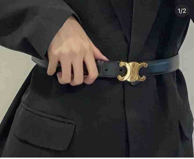 

2022 fire triumphal arch leather waist women's belt Exquisite workmanship with high quality metal belt buckle fadeless, Black