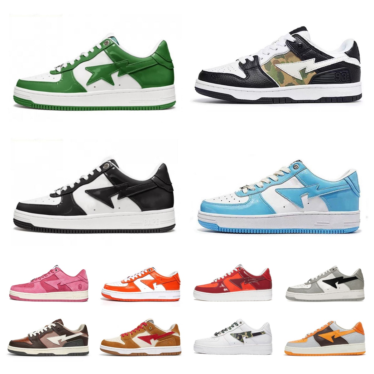 Bapestas Baped Sta Casual Shoes Sk8 Low Mens Women Patent Leather Black White Pastel Green Blue Suede Pink Designer Womens Trainers Outdoor Sneakers Walking Jogging, Bubble package bag
Bapestas Baped Sta Casual Shoes Sk8 Low Mens Women Patent Leather Black White Pastel Green Blue Suede Pink Designer Womens Trainers Outdoor Sneakers Walking Jogging, Bubble package bag
