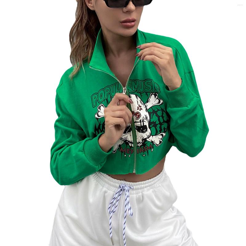 Women' Hoodies Ladies Trendy Zipper Sweatshirt Spring Autumn Girls Creative Skull Printing Long Sleeve Lapel Loose Short Tops Cardigan, Green
Women' Hoodies Ladies Trendy Zipper Sweatshirt Spring Autumn Girls Creative Skull Printing Long Sleeve Lapel Loose Short Tops Cardigan, Green