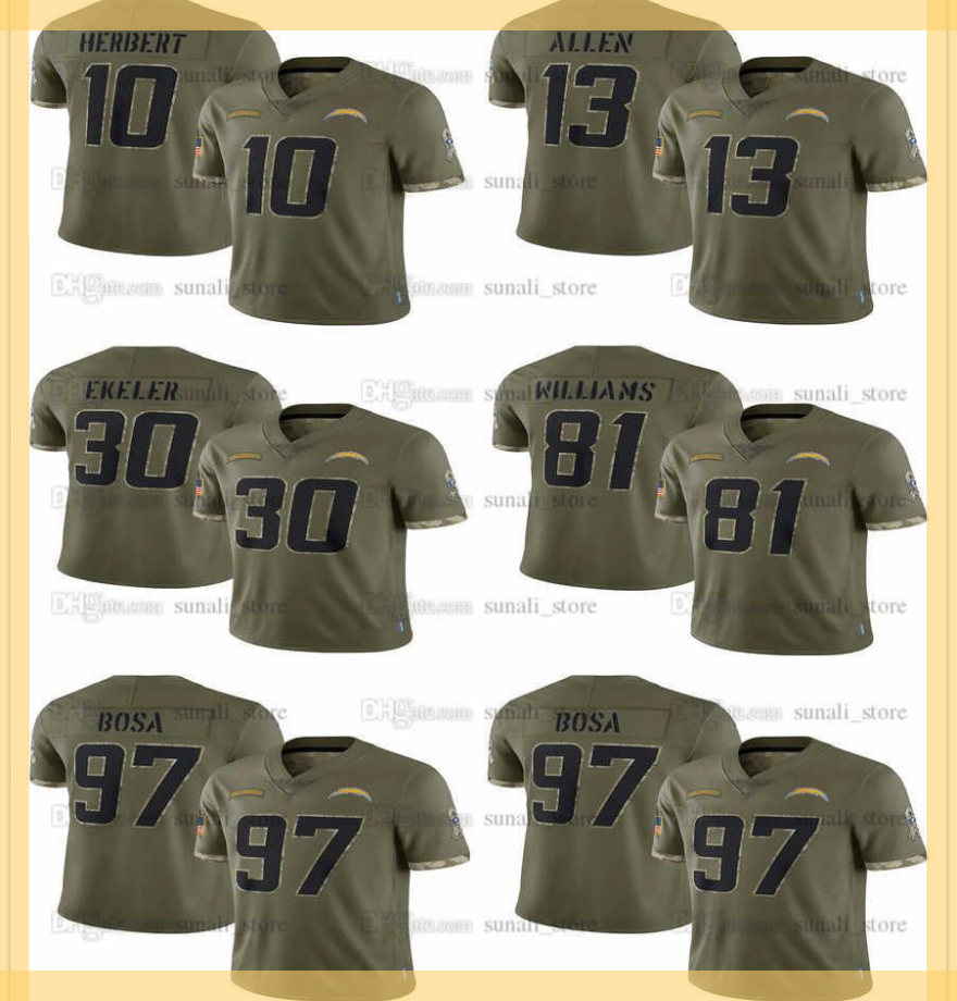 CUSOTM Los''Angeles''Chargers''Jersey Football Olive 2022 Salute To Service Limited Jerseys 10 Justin Herbert 30 Austin Ekeler 97 Joey Bosa, Custom (message name number)
CUSOTM Los''Angeles''Chargers''Jersey Football Olive 2022 Salute To Service Limited Jerseys 10 Justin Herbert 30 Austin Ekeler 97 Joey Bosa, Custom (message name number)