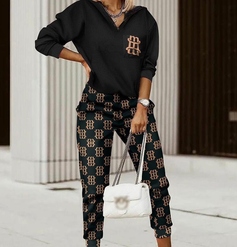 Women's Tracksuits Two Piece Set Tracksuit For Striped Black Coat And Skinny Pants Sweat Suits Casual Sportswear Outfits