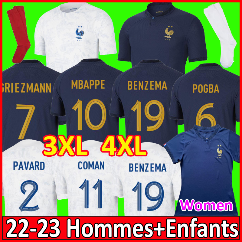 

22 23 BENZEMA MBAPPE GRIEZMANN soccer jersey 3XL 4XL French KANTE POGBA ZIDANE GIROUD MATUIDI Kimpembe VARANE PAVARO equipe Maillot de football shirt Men kids kit Set, Kids 23 away