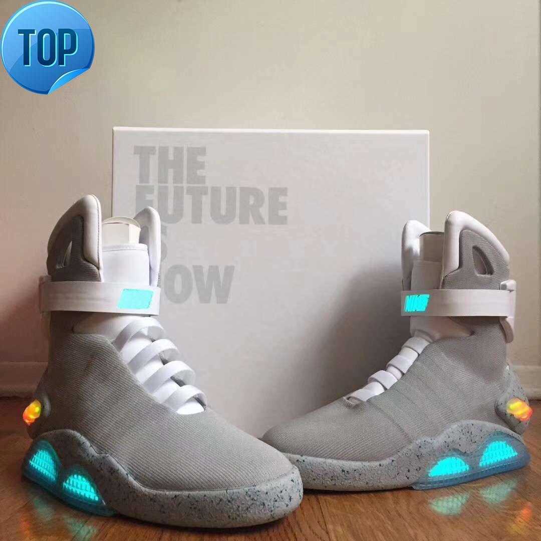 Boots 2022 Release Authentic Air Mag Back To The Future Fashion Sneakers Mens Women Sports Shoes Led Lighting Outdoor Trainers With Original